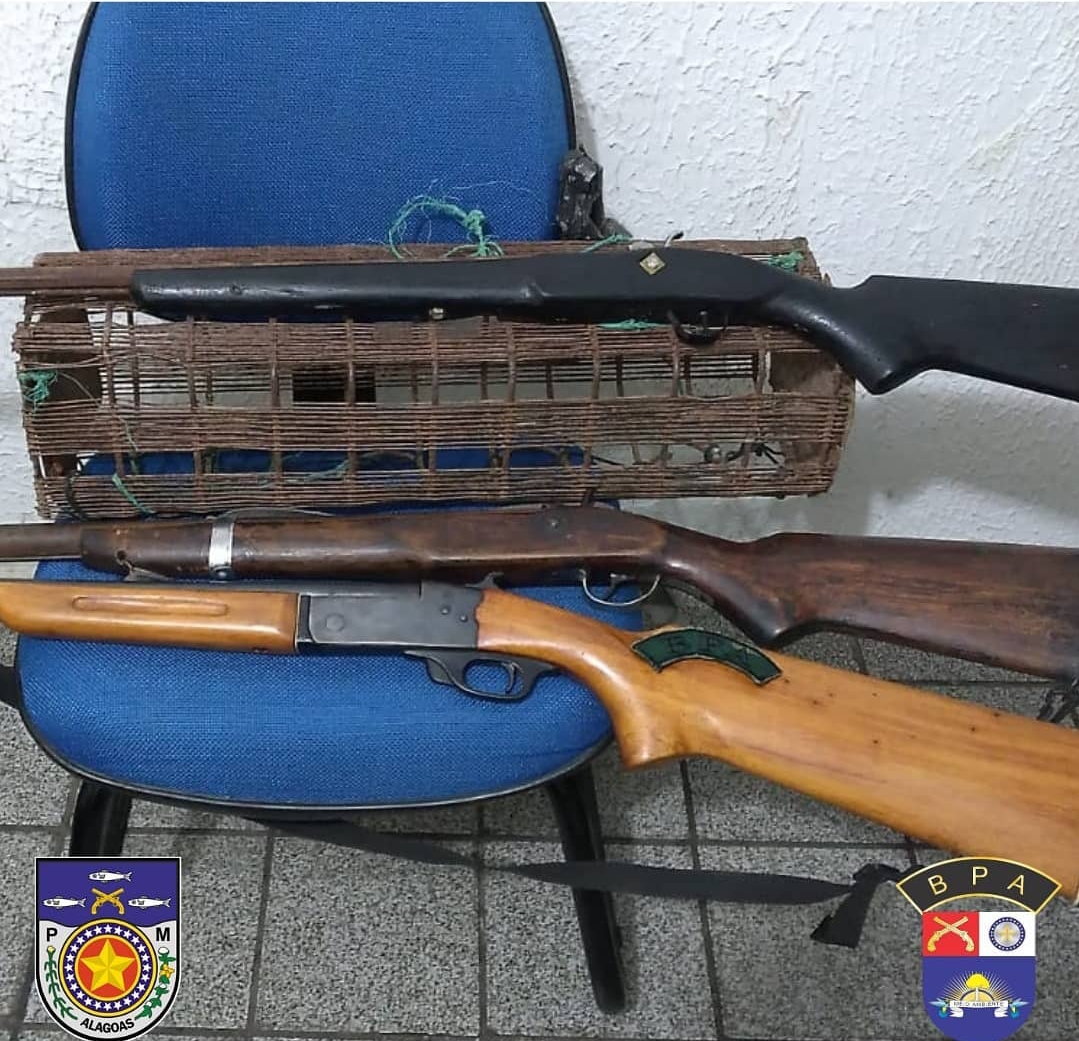 Armas apreendidas pela Polícia Ambiental - Foto: Cortesia